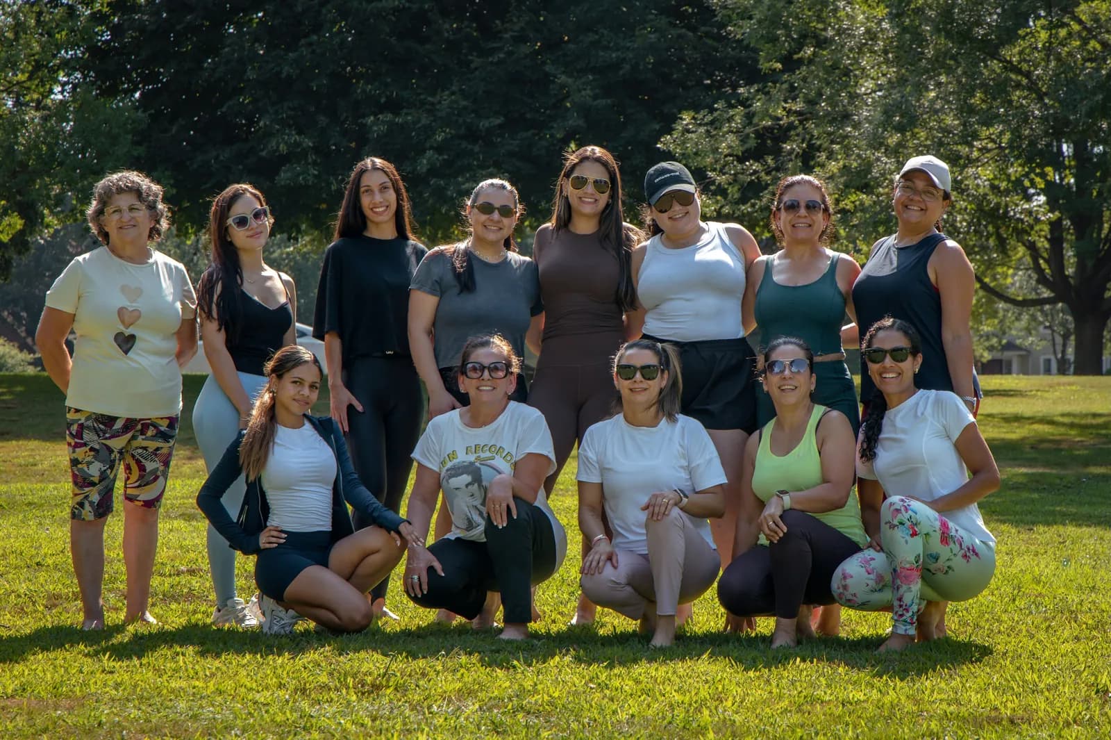 Inspire Pilates community gathered for an outdoor class